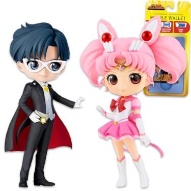 Imagem de Sailor Moon Figurine 2 Pack - Bundle with 5.5" Figurines Featuring Tuxedo Mask and Eternal Sailor Chibi Moon for Home Decor, Bedroom Decor | Sailor Moon Home Decorations