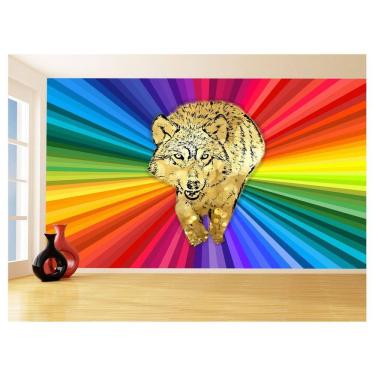 Imagem de Papel De Parede Animais Pop Art Lobo Colorido 3,5M Pxa603