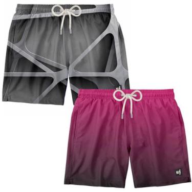 Imagem de Kit 2 Bermuda Masculina Casual Estampada Short Surf Boardshort Verão M