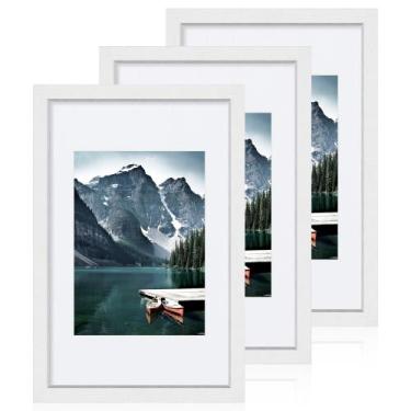 Imagem de Porta-retratos Hongkee White 20x30cm com tapete, 3 peças de madeira