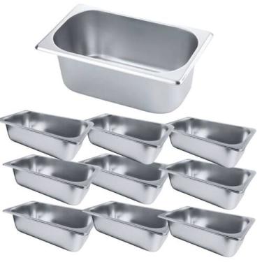 Imagem de Kit 10 Cuba Gastronômica Inox GN 1/4X100 Cozinha Restaurante - Losan