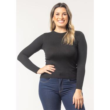 Imagem de Blusa Manga Longa Pau a Pique Modal Preto
