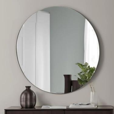 Imagem de Espelho Redondo Vidro Lapidado 60cm Decorativo Parede Banheiro Sala Quarto(50cm x 50cm,Espelho Redondo)