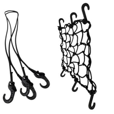 Imagem de Acessorios para Moto, Rede Elástica Tipo Aranha para Moto, Elastico 1,50 Mts E Rede Capacete Pesca Carga(35 * 35cm)