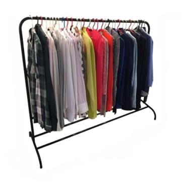 Imagem de Arara Cabideiro, Organizador de Roupas Cabideiro de Chão Arara com Sapateira em Aço Desmontável(ARARA DE CHÃO PRETO)