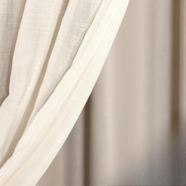 Imagem de Cortina Voil Gaze de Linho 4m x 2,30/2,40/2,50/2,60/2,70/2,80 com Forro Blackout Original(MARFIM,2,80m)