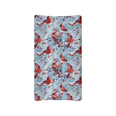 Imagem de Guosanchn Capa de trocador de fraldas de Natal para bebês meninas e meninos, lençol de fraldas, adequado para trocador de 81 cm x 40 cm, azul, removível, macio, lavável, decoração de Natal