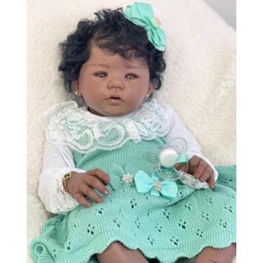 Imagem de Bebê Reborn Menina Negra Realista Premium, 50cm, 2kg