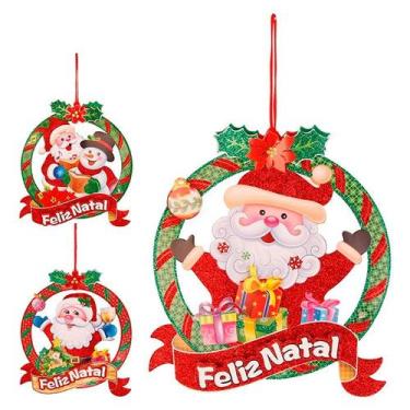Imagem de Painel guirlanda feliz natal 26x23cm kit 3 peças - Importado