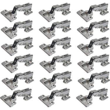 Imagem de Kit 18 Dobradiça 35Mm Curva Pistão Amortecedor Calço Slideon