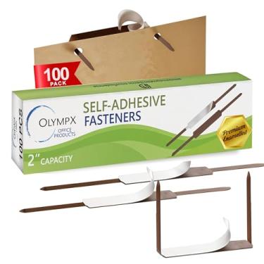 Imagem de OLYMPX 100 peças de 2 bases de fixação de papel autoadesivo premium com capacidade de 2,75 polegadas centro para acessórios de pasta de clipe de arquivo de papel, 100 por caixa