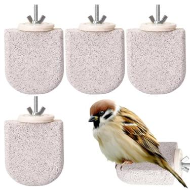 Imagem de Rrlihjgu Poleiro para Periquitos,4 Peças Poleiro De Pedra Vulcânica Ramos Para Gaiola De Pássaros,Brinquedo De Mastigação E Exercício Para Periquitos Calopsita E Agapornis - Treino Para Ninho Ao Ar