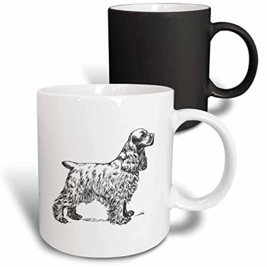 Imagem de 3dRose mug_80424_3 Caneca mágica que se transforma vintage desenho de um Cocker Spaniel, 325 ml, multicolorida