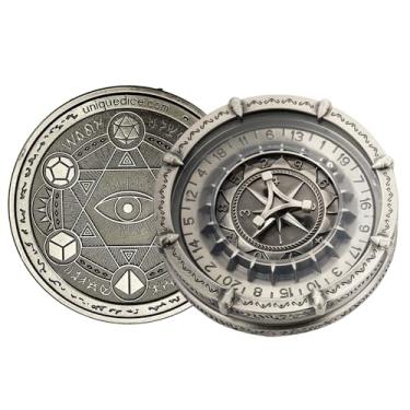 Imagem de DND Dice Spinner (One Pair) for Dungeness and Dragons TRPG Game with Gift Box (02 Magic Circle Silver)