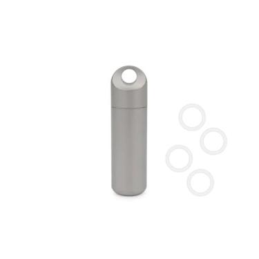 Imagem de TONYFY Porta-comprimidos de titânio para viagem, organizador de comprimidos à prova d'água com manga de silicone, frasco de metal portátil para medicamentos com camadas destacáveis para EDC, homens