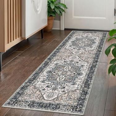 Imagem de KOZYFLY Corredores para corredores de 6 x 1,5 m lavável tapete de corredor de cozinha boho para entrada interior impresso oriental lã sintética tapete corredor para lavanderia cozinha hall, preto