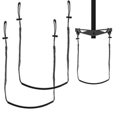 Imagem de linastu Pacote com 2 auxiliares de vara de escalada para caça, auxiliares de cabo com capacidade atualizada de 1,360 kg para varas de escalada, escada de corda leve trançada à mão para suporte de