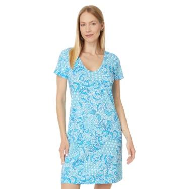 Imagem de Lilly Pulitzer Vestido feminino Etta de manga curta, Resort White Goombay Grooves, PPP