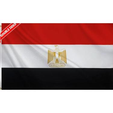 Imagem de HVATLTL Bandeira de barco do Egito com 3 camadas dupla face, 30 x 45 cm, nylon 220D resistente, cores vivas, bandeiras náuticas egípcias com 2 ilhós de latão para barco, quadriciclo, caminhão