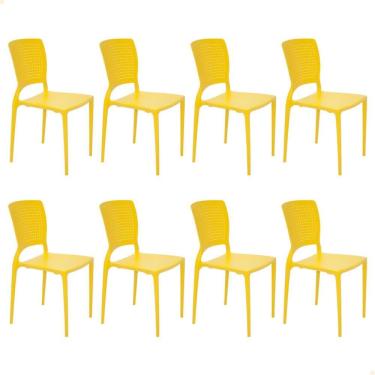 Imagem de Kit 8 Cadeiras Tramontina Safira Amarela em Polipropileno e Fibra de Vidro 92048000