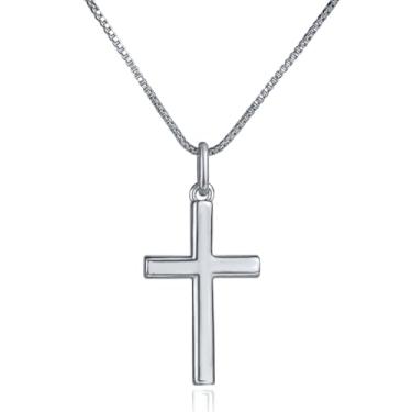 Imagem de MRDOPELUX Colar de cruz de ouro para mulheres, colar com pingente de cruz banhado a ouro real 14K, colar de cruz hipoalergênico delicado, pingente de ouro simples para mulheres, joias modernas para o