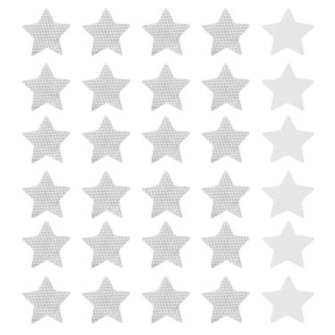 Imagem de YOKIVE 30 adesivos refletores, refletores de fita em forma de estrela de aviso à prova d'água, ótimo para uso ao ar livre, trânsito, uso diário (branco, 6 x 6 cm)