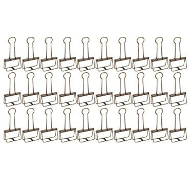 Imagem de Clipes de pasta de fio 2 Polegada oco para fora forte fixação multiuso pequenos clipes de pasta para notas bilhetes papéis 30 peças de metal (Bronze)