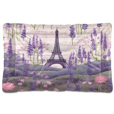 Imagem de Wassud Torre Eiffel Lavanda (2) Cama para Cachorro Grande Tapete de Cama para Cachorro Lavável Cama de Gato Cama para Dormir Viagem 91 cm x 61 cm