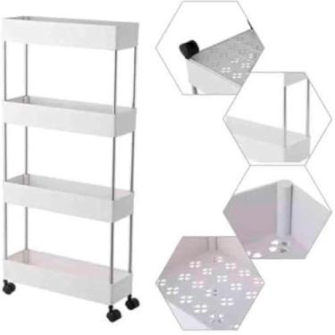 Imagem de Prateleira de armazenamento ajustavel, versatil, movel para organizar, facil de usar, branco