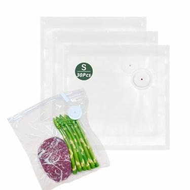 Imagem de Sacos seladores a vácuo para alimentos, 30 peças (21,6 x 21,6 cm), sacos sous vide livres de BPA reutilizáveis para aquecimento de micro-ondas, cozimento e armazenamento no freezer, compatíveis com a