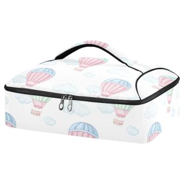 Imagem de Burbuja Caçarola de balões de ar quente para alimentos quentes ou frios, bolsa de transporte de caçarola isolada com armazenamento de louça, bolsa térmica portátil para festas, piquenique e