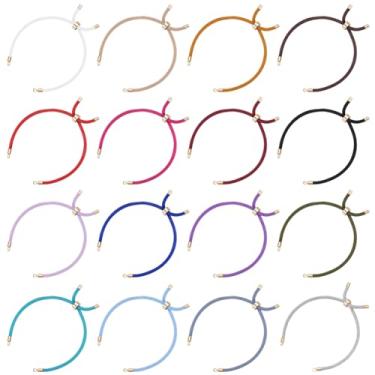 Imagem de PLIGREAT Pulseiras de corda torcida de nylon de 16 cores, pulseira deslizante ajustável com achados de metal, pulseira de elos coloridos de 11 cm de comprimento para mulheres e homens, acessório de