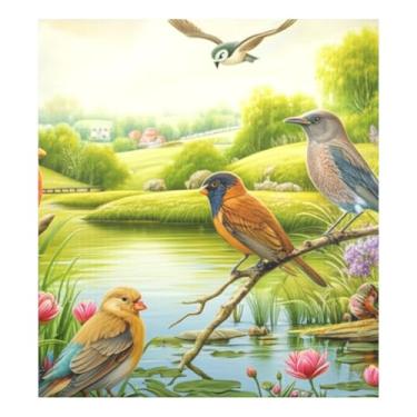 Imagem de Birds Side Lake Lavadora de louça magnética para decoração da porta da frente, capa magnética para lava-louças 58,4 cm L x 66 cm A