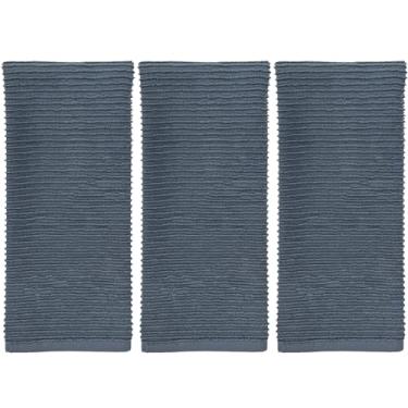 Imagem de Serafina Home Toalhas de prato de cozinha cinza cinza ardósia: grandes 71 cm x 45 cm, pano 100% algodão macio limpeza secagem absorvente design nervurado, conjunto de 3 multiuso para uso diário