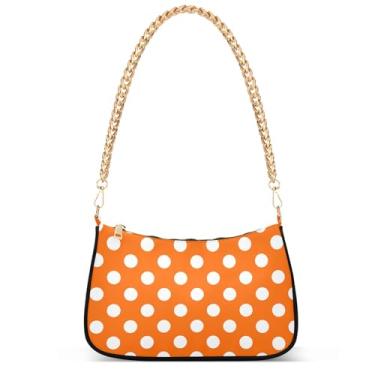 Imagem de Bolsa colorida com estampa de pata de cachorro Hobo Fashion Bag Bolsas femininas vintage bolsas de ombro de desenho animado festa, Pontos laranja