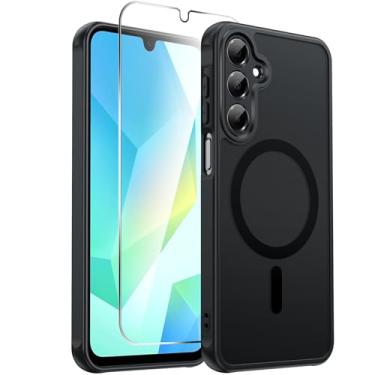 Imagem de Capa de telefone compatível com Samsung Galaxy A36-5G: Capa Samsung A16 5G [Mag-Safe Fit], pele fosca translúcida de toque suave e proteção total para celular A 36, preta