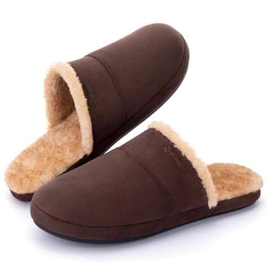 Imagem de Zigzagger Pantufas masculinas Mocozy Scuff House para uso interno, Café, 11-12