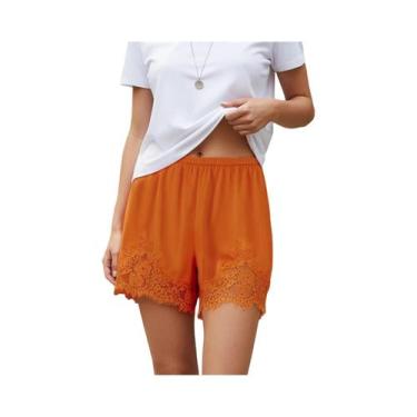Imagem de Shorts De Pijama Micro Mini De Seda Satin Com Renda Para Mulheres, Cin