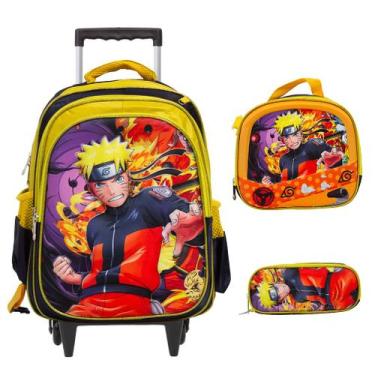 Imagem de Kit Mochila Escolar Menino Naruto Rodinhas Tam G Reforçada - TOYS 2U