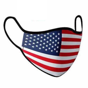 Imagem de Máscara facial, bandeira dos EUA, impressão digital, respirável, algodão reutilizável
