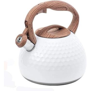 Imagem de Chaleira de chá de aço inoxidável de 2,8 L, chaleira de acampamento leve, fogão, fogão, com alça de isolamento térmico, para acampamento, fogão a gás, fogão de indução, chaleira de chá assobiando