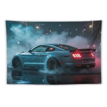 Imagem de HouLaiZhe JDM Tapeçaria de carro à deriva Muscle Car Burn The Tire legal pendurar na parede quarto decoração de casa tapeçarias estética piquenique decoração de parede arte de parede para dormitório