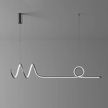 Imagem de Luminária pendente espiral em tira, luminária longa de metal com cúpula de silicone, luminárias de suspensão lineares ultrafinas, lustre LED moderno - 4000K, luminárias pendentes decorativas