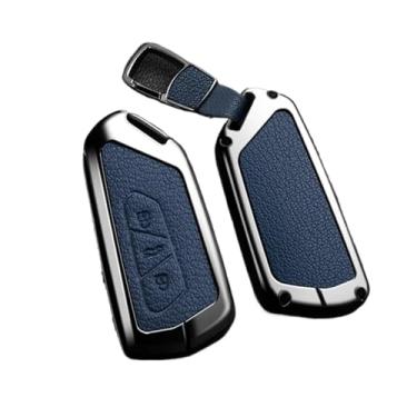 Imagem de Capa para chave remota de carro, compatível com vw golf 8 octavia a8 mk8 2022 2021 seat leon mk4, acessórios para chaveiro de couro de liga de zinco(C -1 Blue)