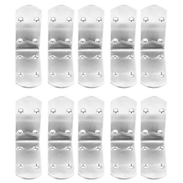 Imagem de CUOFYUNL 10 unidades de suporte de canto de aço inoxidável engrossar suporte de ângulo reto Conector para móveis de prateleira (L (31 cm/12,2 pol., Válvula Presta ou EUA))