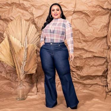 Imagem de Calca Jeans Flare- Plus Size-Luxo - Ousadia, Azul clara, 48