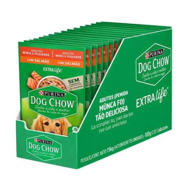 Imagem de Ração úmida Dog Chow Sabores Variados para Cães 15x100 g, Salmão Peque