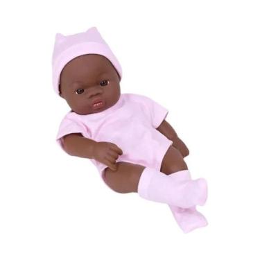 Imagem de Boneca Bebê Reborn Africana Negra 20cm, Brinquedo De Alta Qualidade Co
