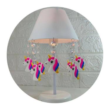 Imagem de Abajur Unicórnio Branco 30cm - Base Acrílico