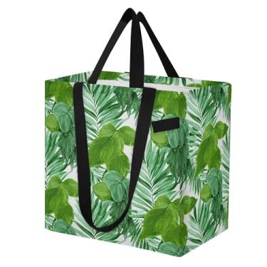 Imagem de SEHANY Sacola reutilizável de folhas de palmeira com alças reforçadas, bolsa de compras de lona dobrável à prova d'água de grande capacidade para viagem, cozinha, praia